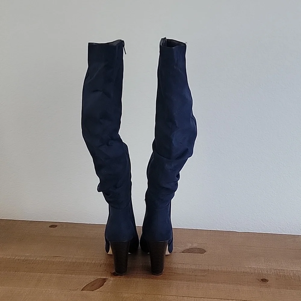 JustFab - Karlana navy boots, wide width size 7. - Picture 4 of 10